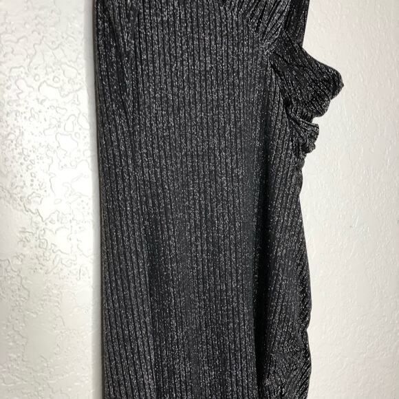 IRO Club black silver metallic asymmetrical neckline dress size 36 or Small NWT - Picture 4 of 14